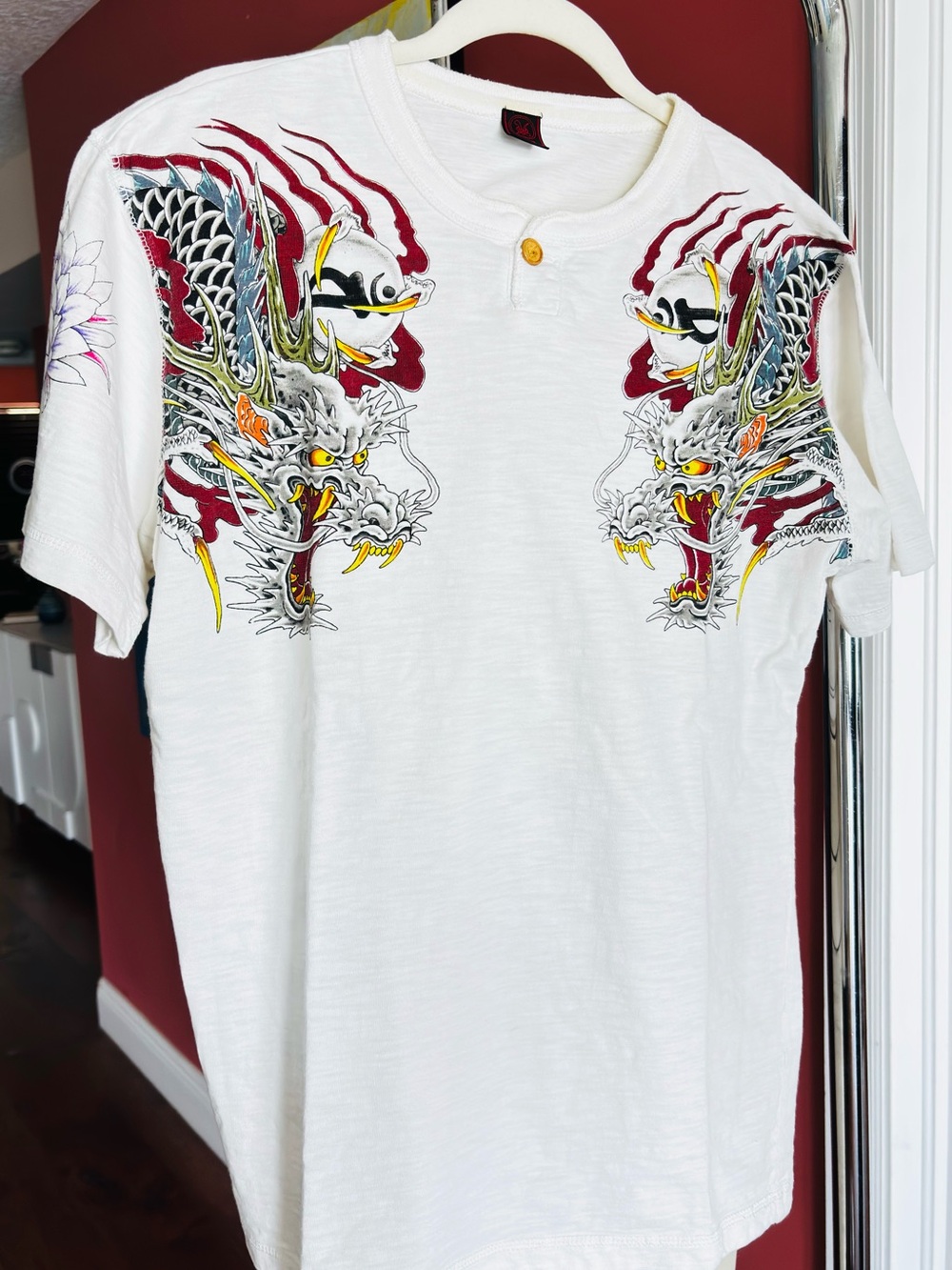 Bold Dragon Graphic Men’s T-Shirt in Cotton - Print & Embroidery Combo